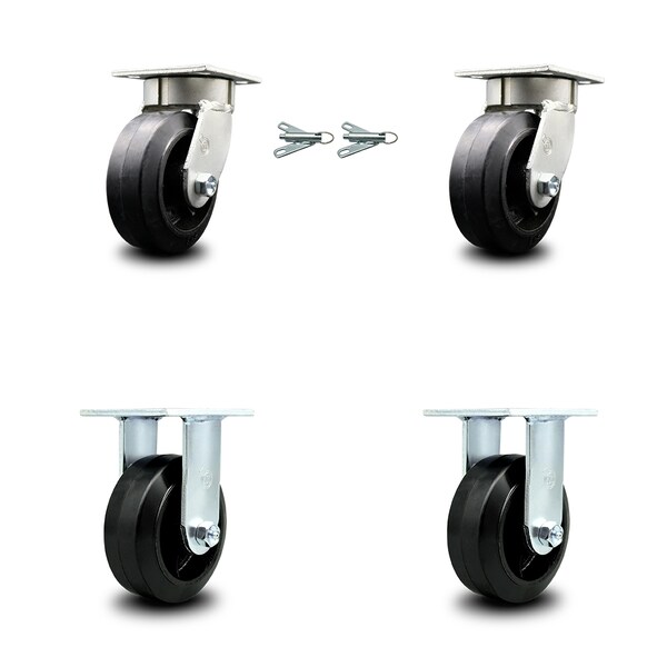 Service Caster 5 Inch Kingpinless Rubber on Steel Wheel Caster Swivel Locks 2 Rigid SCC, 2PK SCC-KP30S520-RSR-BSL-2-R-2 - main